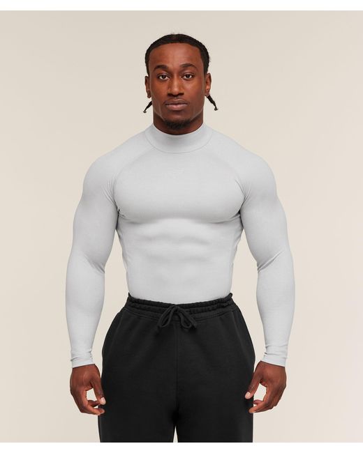 GYMSHARK White Element Baselayer Mock Neck Long Sleeve T-Shirt for men