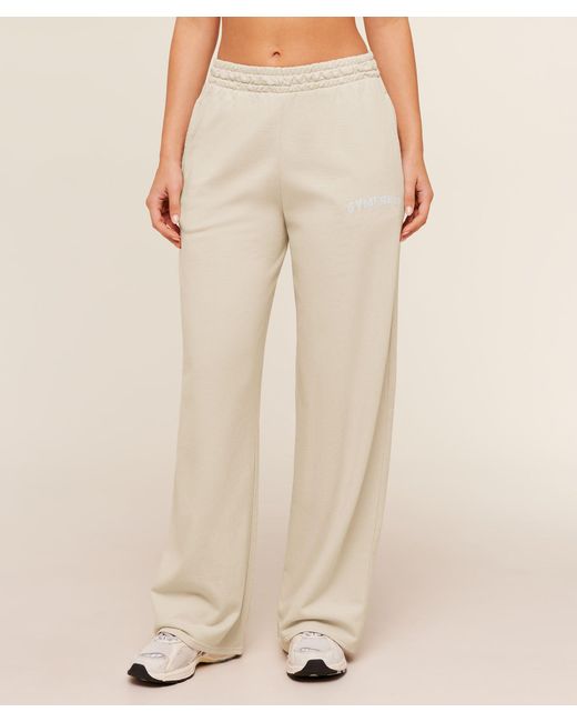 GYMSHARK Natural Chainstitch Graphic Wide Leg Joggers