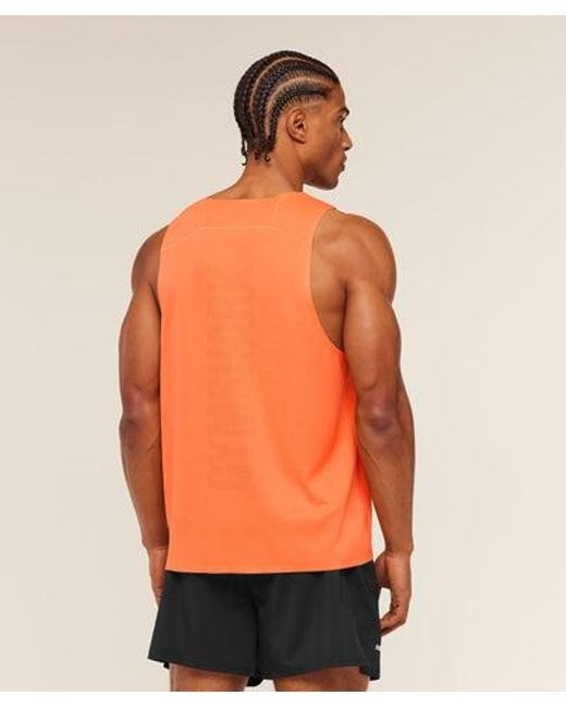GYMSHARK Orange Hybrid Engineered Jacquard Tank for men
