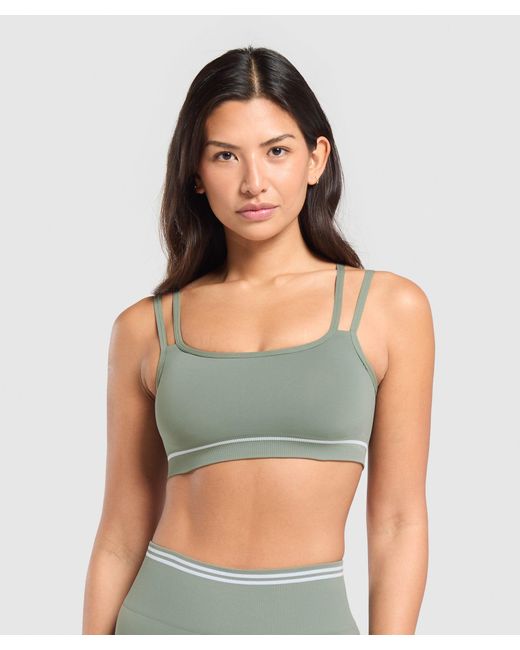 GYMSHARK Green Contrast Seamless Crop Top