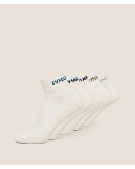 GYMSHARK Natural Quarter Socks 5Pk