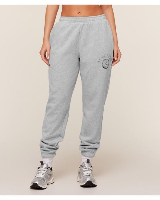 GYMSHARK Gray Worn Crest Graphic Joggers
