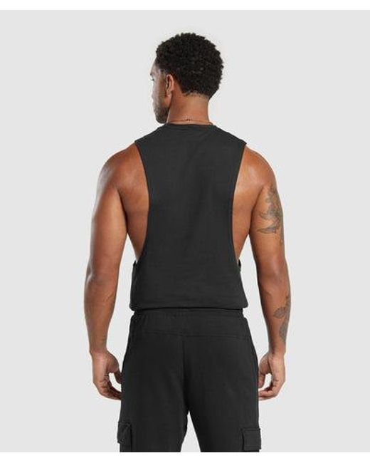 GYMSHARK Black React Drop Arm Tank for men