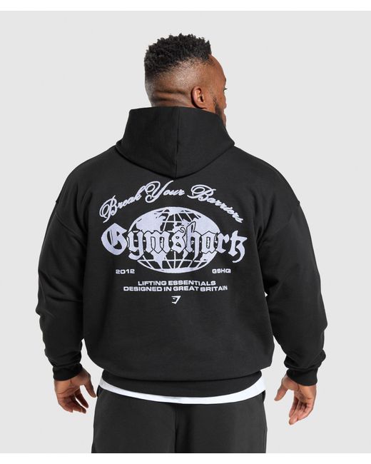 GYMSHARK Black Break Your Barriers Hoodie for men