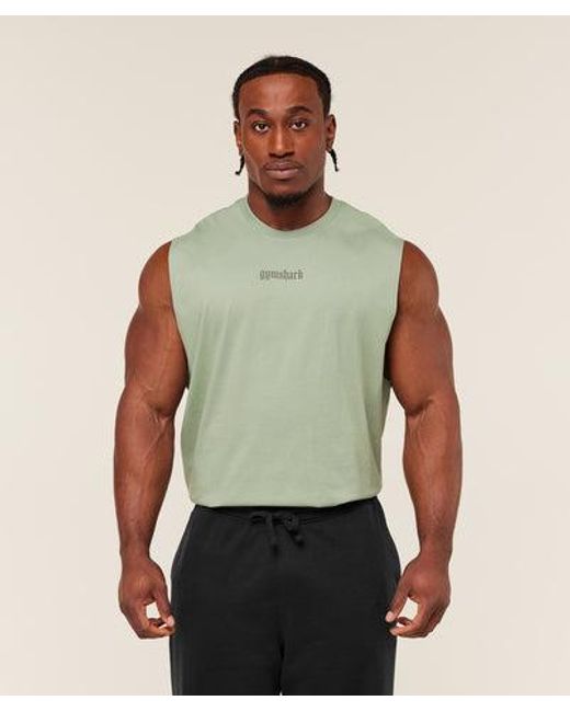 GYMSHARK Green Olde English Tank for men