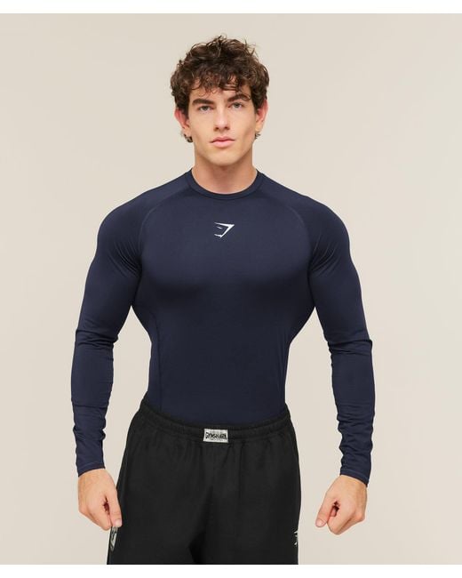 GYMSHARK Blue Element Baselayer Long Sleeve T-Shirt for men