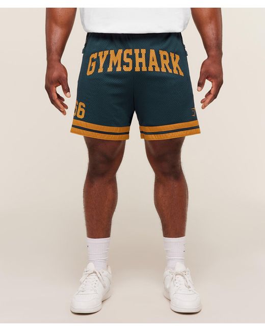 GYMSHARK Blue Campus Mesh Shorts for men