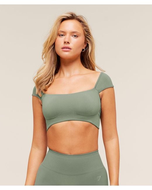 GYMSHARK Green Soft Sculpt Cap Sleeve Bralette