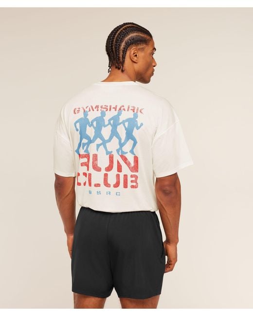 GYMSHARK White Gsrc Stencil Graphic T-Shirt for men