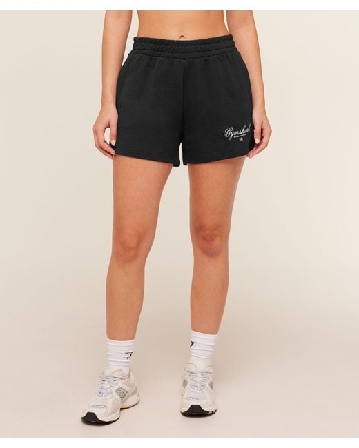GYMSHARK Blue Script Embroidery Shorts