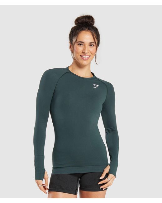 GYMSHARK Blue Vital Seamless 2.0 Long Sleeve Top