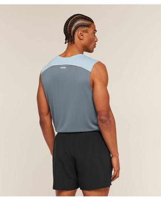 GYMSHARK Blue Arrival Contrast Tank for men