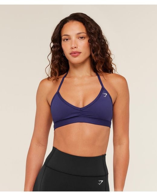 GYMSHARK Blue Minimal Halterneck Sports Bra