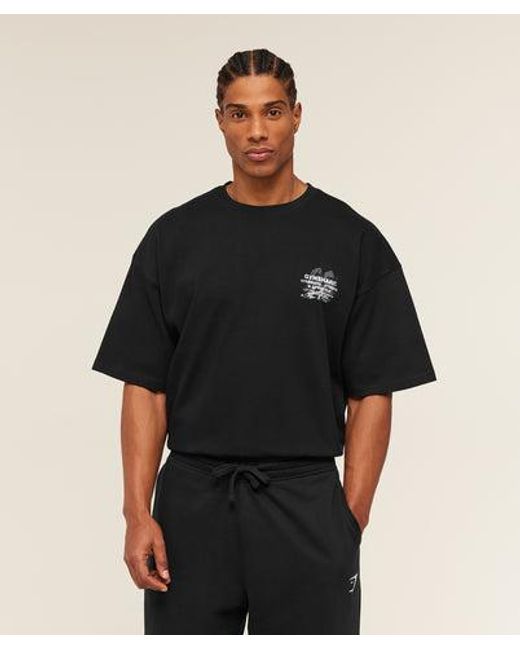 GYMSHARK Black Strength Fitness & Lifestyle Graphic T-Shirt for men