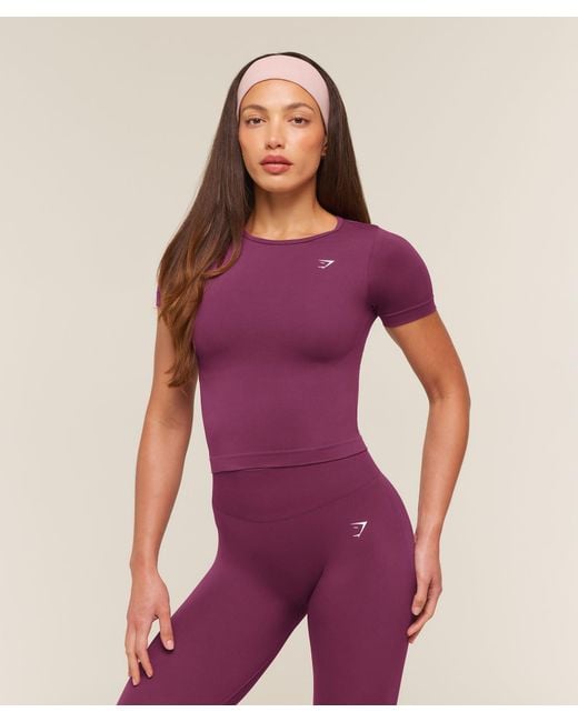 GYMSHARK Purple Everyday Seamless Short Sleeve Top