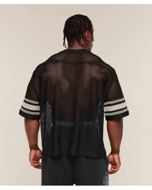 GYMSHARK Black Collective Mesh Contrast Jersey for men