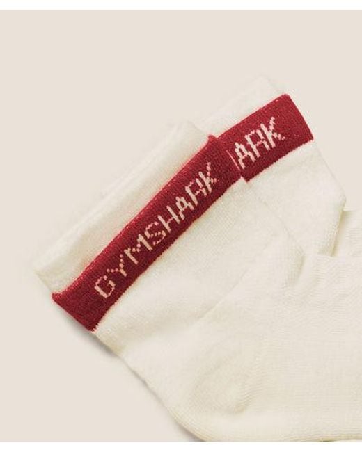 GYMSHARK Natural Double Cuffed Socks Single