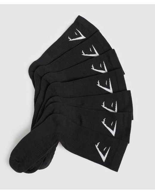 GYMSHARK Black Crew Socks 7Pk