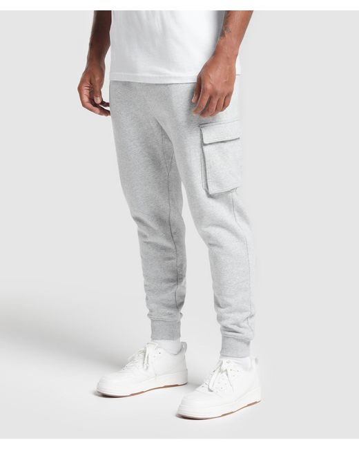 GYMSHARK Gray Crest Cargo Joggers for men