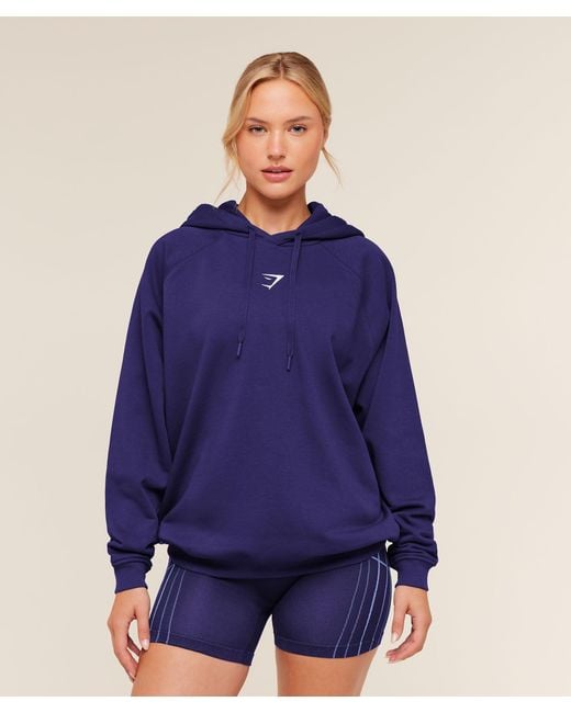 GYMSHARK Blue Training Oversized Fleece Hoodie