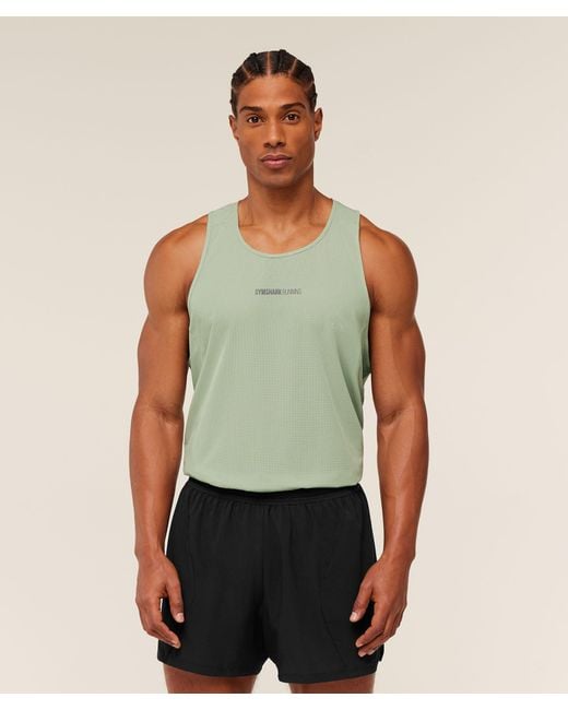 GYMSHARK Green Running Tank for men
