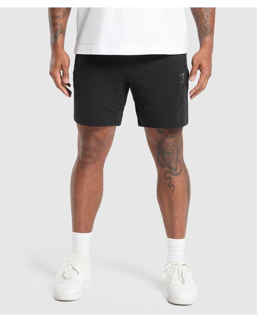 GYMSHARK Black Interlock Tech 6" Shorts for men