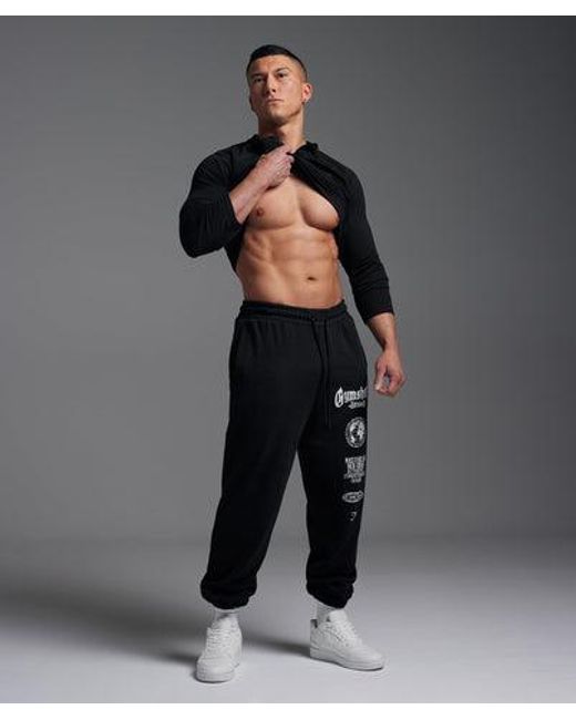 GYMSHARK Black Global Lifting Oversized Essential Joggers for men