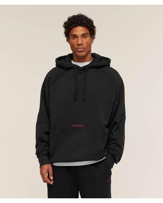 GYMSHARK Black Premium Heavyweight Hoodie for men