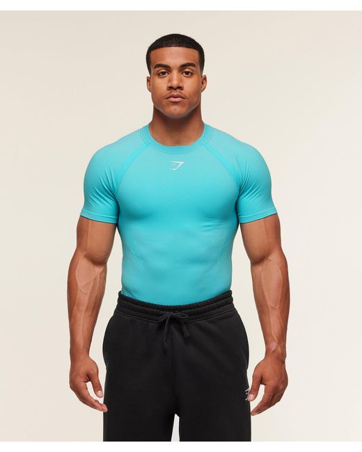 GYMSHARK Blue Shadow Seamless T Shirt for men