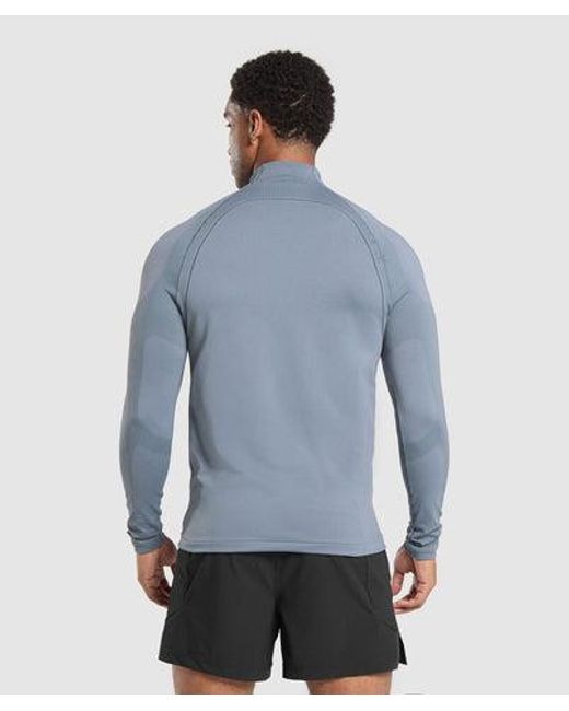 GYMSHARK Blue Apex Seamless 1/4 Zip for men