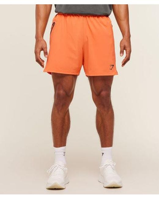 GYMSHARK Orange Sport Hybrid 6" Shorts for men