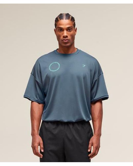 GYMSHARK Blue Keep Showing Up T-Shirt for men