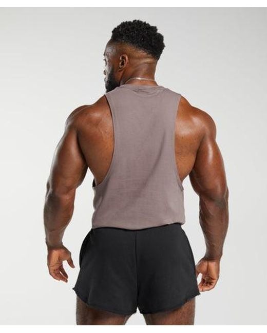 GYMSHARK Brown Legacy Drop Arm Tank for men