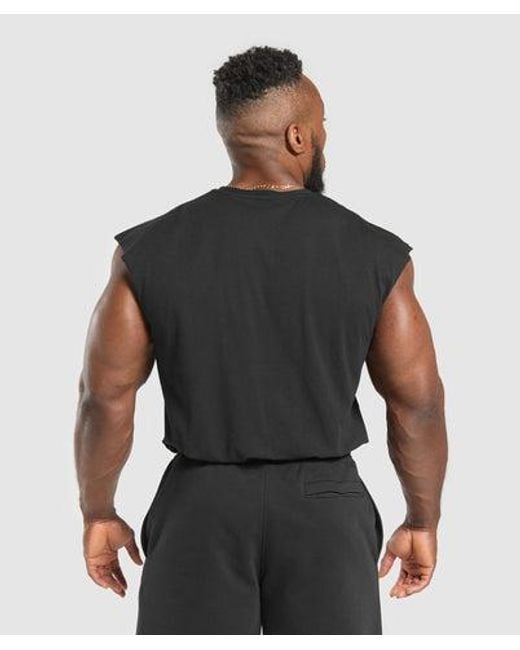 GYMSHARK Black Critical Cut Off Tank for men