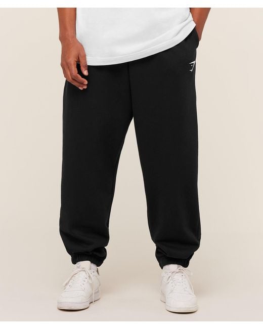 GYMSHARK Black Crest Oversized Joggers for men