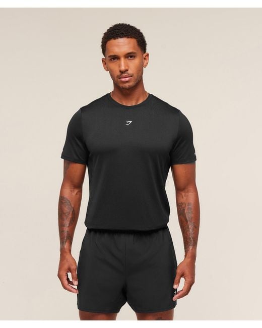 GYMSHARK Black Running T-Shirt for men