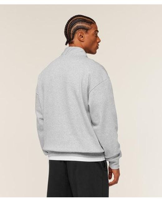 GYMSHARK Gray Crest Oversized 1/4 Zip for men