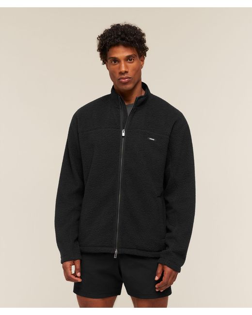 GYMSHARK Black Fleece Zip Through Jacket for men