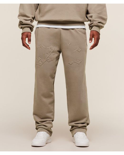 GYMSHARK Natural Embossed Straight Leg Joggers for men