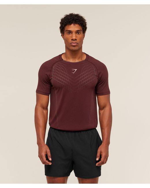 GYMSHARK Red Apex Seamless T-Shirt for men