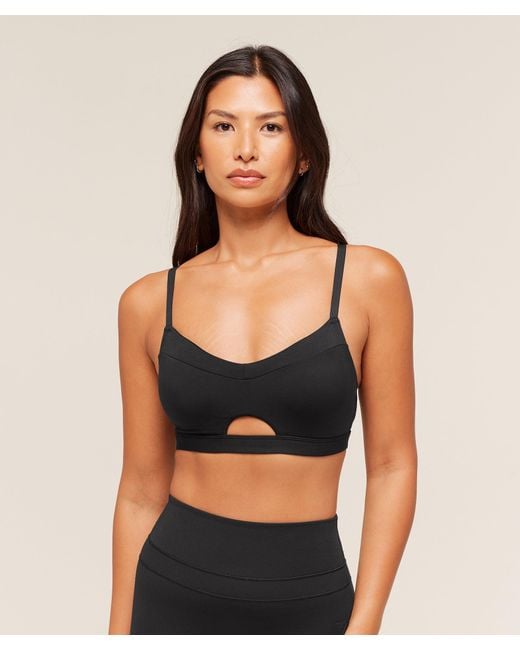 GYMSHARK Black Balcony Peekaboo Sports Bra