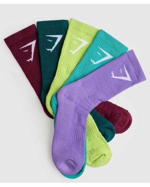 GYMSHARK Blue Crew Socks 5Pk