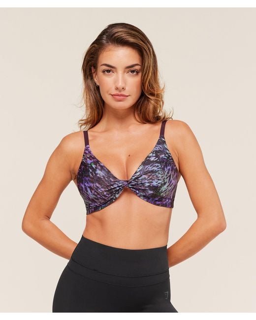 GYMSHARK Blue Printed Twist Front Bralette