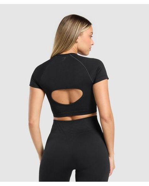 GYMSHARK Black Corset Seamless Crop Top