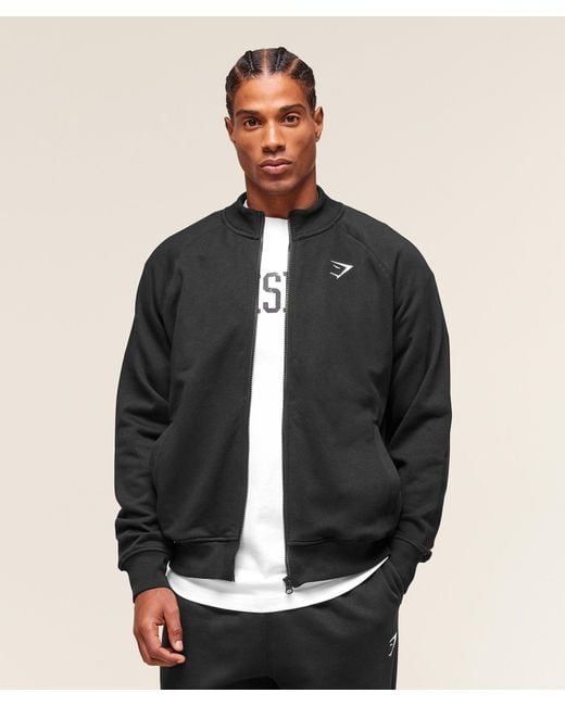 GYMSHARK Black Crest Oversized Track Jacket for men