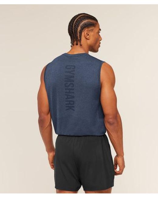 GYMSHARK Blue Lightweight Seamless Tank for men