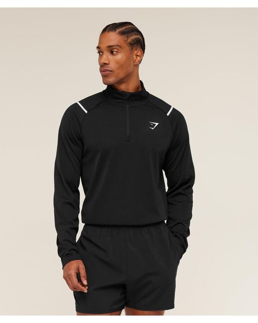 GYMSHARK Black Arrival Contrast 1/4 Zip for men