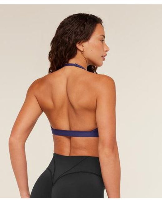 GYMSHARK Blue Minimal Halterneck Sports Bra