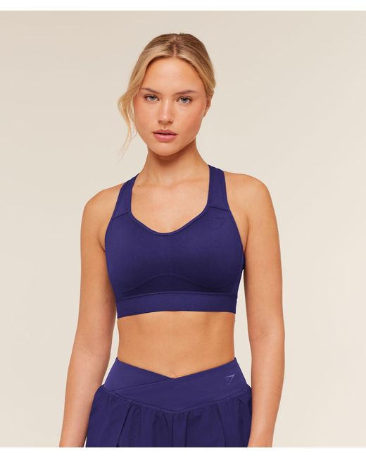 GYMSHARK Blue Lightweight High Support Sports Bra