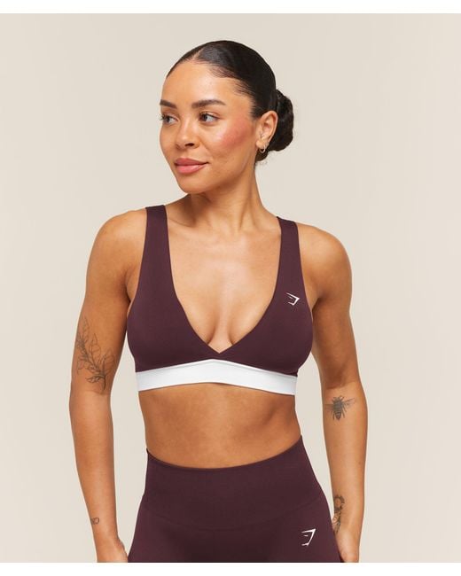 GYMSHARK Purple Everyday Seamless Contrast Bra